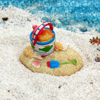 Miniature Dollhouse FAIRY GARDEN ~ Sea BEACH Island TIKI Torch in Sand Pail