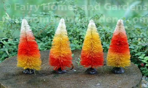 Miniature "Candy Corn" Bottle Brush Trees - Set of 4