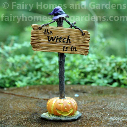 Miniature "The Witch is In" Sign