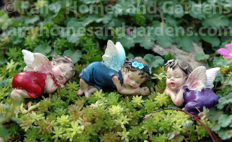 Set of 4 Fairy Garden Mini Baby Fairies On Stakes