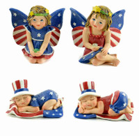 Miniature Patriotic Fairies Dressed in Red, White, and Blue