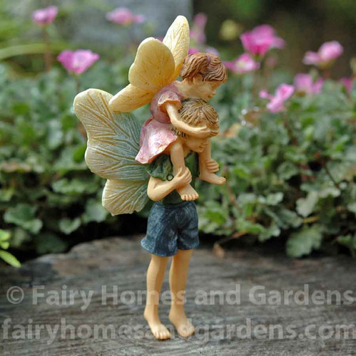 Miniature Fairy Girl Riding Piggyback on Fairy Boy