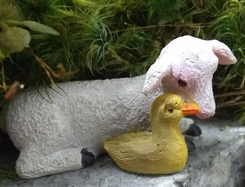 Miniature Lamb with Yellow Ducky Companion