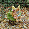 Miniature Leaf Fairy Bench Shown with Fairy Sisters