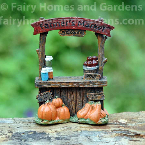 Miniature Farmers Market Stand with Pumpkins and Apples