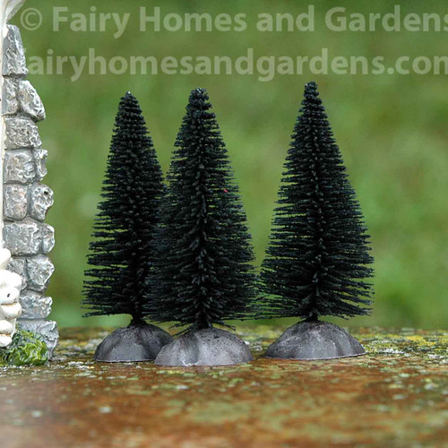 Miniature Black Bottle Brush Trees - Set of Three