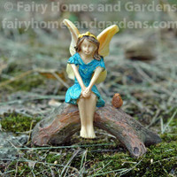 Woodland Knoll Daydreaming Fairy with Tiny Bird