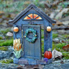 Autumn Hinged Fairy Door - Shown Ajar