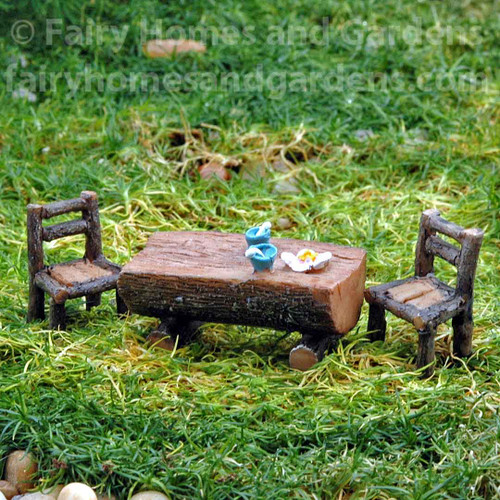 Miniature Log Table and Chairs Set