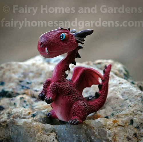 Miniature Red Bug-Eyed Dragon Figurine
