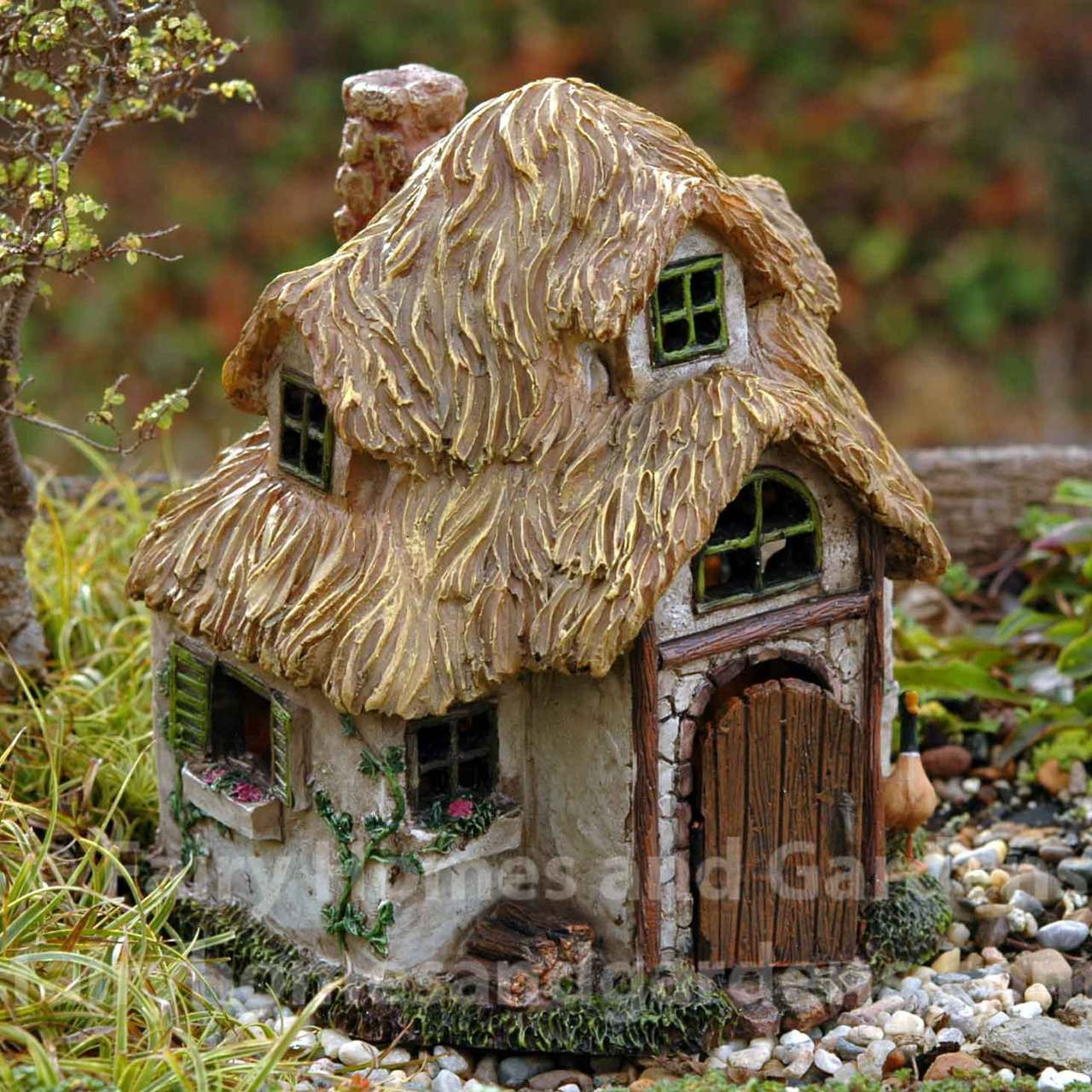 Fairy Garden Miniature House Fairy Hut with Stone Walls Treehouse for Gnomes
