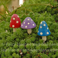 Set of 3 Miniature Polka-Dotted Toadstools