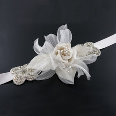 GIAVAN Sash with Silk Flower & Crystal Accents BL51