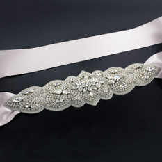 GIAVAN Bridal Sash with Tapered Rhinestone Applique BL31