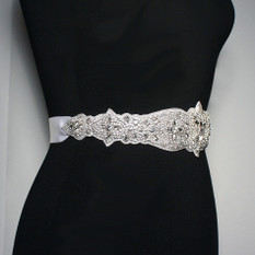 GIAVAN Crystal Bridal Sash on Satin Ribbon BL38