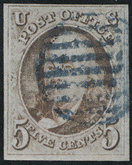 #   1a VF, blackish brown shade, blue grid cancel, CHOICE!