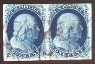 #   7 F/VF, used pair,  strong impression, wrinkle between stamps