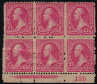 # 251 F/VF OG H, w/PF CERT, a very SCARCE plate block with flaws, good color, nice for our price,  RARE!