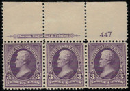 # 268 SUPERB OG NH, Top Plate Strip of 3,  One of the Finest Strips!   Super fresh, well centered throughout,  A SELECT GEM!