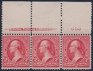 # 279B F/VF OG NH, plate strip of 3, Top, middle stamp VF/XF, nice strip'