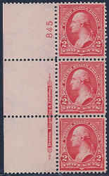 # 279B VF/XF OG NH, plate strip of 3, select strip,  Tough to find them this nice!
