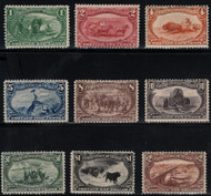 # 285 - 293S VF to F/VF OG H to ng, Complete Set of horizontal overprint SPEICMEN's, 1c - 50c ng, $2 tiny thin, Wonderful well centered Set!