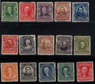 # 300 - 313S, 319S VF/XF OG NH/H, SPECIMEN OVERPRINT SET, a very RARE set as most complete sets are poorly centered with faults,  6c, 15, and 50 are NH, 8c and #5 are no gum, ONE OF THE NICER SPECIMEN SETS!