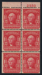 # 319p F-VF OG VLH, booklet pane w/ plate number, Awesome!