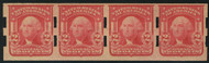 # 320Ad VF/XF OG NH, Strip of 4, post office fresh, Schermack private perf, RARE NH strip