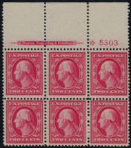 # 332 XF-SUPERB OG NH, LARGE TOP, Post Office Fresh,  a super centered plate block, SELDOM SEEN THIS NICE!  WOW!