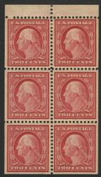 # 332a VF/XF OG H, booklet pane of 6, well centered, Fresh!