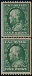 # 385 VF/XF OG NH, Line Pair, w/PF (10/15) CERT,  Very Scarce Genuine Coil Line,  extremely well centered for this issue, Choice!