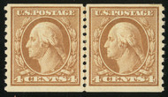 # 457 VF OG NH, Line Pair, w/PSE (01/18) CERT, post office fresh, tough coil line pair to find.  CHOICE!