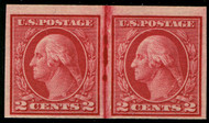# 459 VF OG NH, NO CREASES, w/PF (08/85) CERT, a very rare Line Pair, without the usual crease between stamps,  CHOICE GEM!
