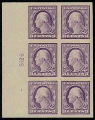 # 483 VF/XF OG VLH, Side Plate Block of 6,  nicely centered, Choice!