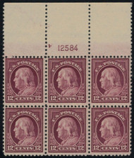 # 512 VF/XF OG NH, LARGE TOP PLATE BLOCK, a super plate block, Large Top and well centered,  A GEM!