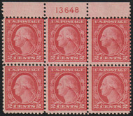 # 546 F/VF OG NH, Plate Block of 6, two stamp with natural gum skips, better centering than normally seen, VERY FRESH