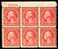 # 579 Fine OG NH, normal centering for this issue, PLATE BLOCK of 6!