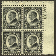 # 612 F/VF OG LH, nice plate block of 4,  Terrific Color!