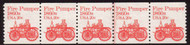 #1908 Plate no. 1, F/VF OG NH, plate strip of 5, RARE NUMBER