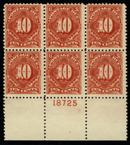 #J 65 F/VF OG NH, post office fresh, RARE PLATE!
