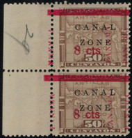 Canal Zone #  19 and 19d, VF OG NH, Pair, one of each, very rare pair,  light pencil in margin, Not valued as NH in Scott. FRESH!