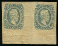 Confed #11c SUPERB JUMBO OG NH, FULL GUTTER, bottom sheet margin, faint bend as usual as the large sheet of 200 was vend over, rare greenish-blue variety, Beauty!