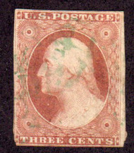 #  11A F/VF, true GREEN cancel, faint bend, A RARE CANCEL!