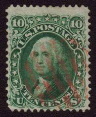 #  68 F/VF, used, nice stamp with red cancel, tiny perf tear, Fresh!