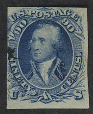 #  72 S F/VF, proof on stamp paper, with manuscript "X" cancel, small tear, could be a UNIQUE favor cancel, UNLISTED!