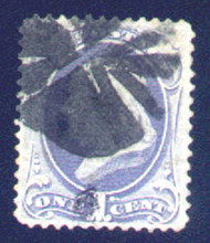 # 134 F/VF, fancy cancel, faint crease, nice stamp