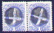 # 134 Fine, used pair,  left stamp, sound, right minor faults