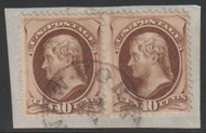# 187 F-VF, Pair, NY cancel, on piece, Great!