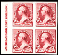 # 219D P4 SUPERB, Block with imprint, proof on cardboard, Very Fresh, Super Color!